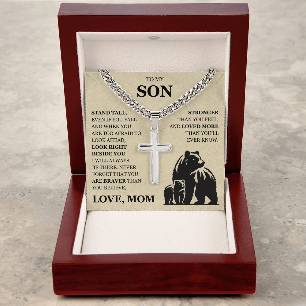 To My Son - Artisan Cross with Cuban Link Chain