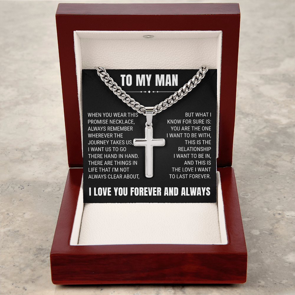 Cross Cuban Link Chain - To My Husband "You Are The One"