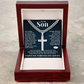 Cuban  Chain with Cross Necklace - To My Son "Always Be Brave"