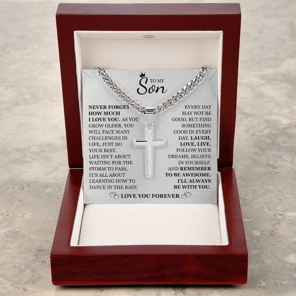 To My Son - Artisan Cross with Cuban Link Chain