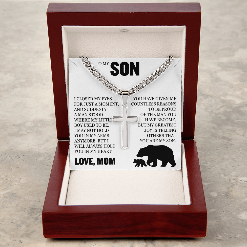 Cross Cuban Link Chain - To My Son "Proud of The Man You have Become"
