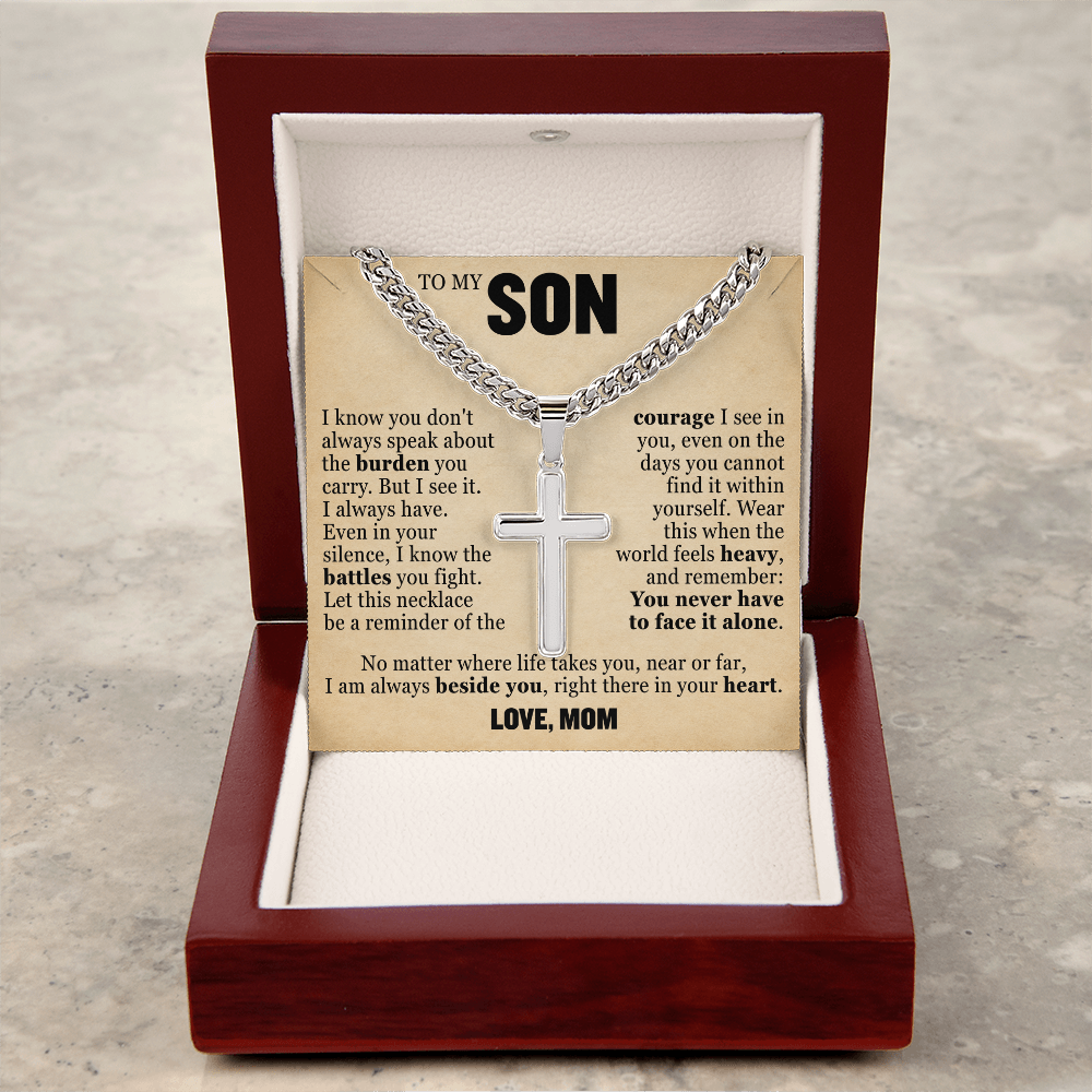 Cross Cuban Link Chain - To My Son "I Know The Battles You Fight"