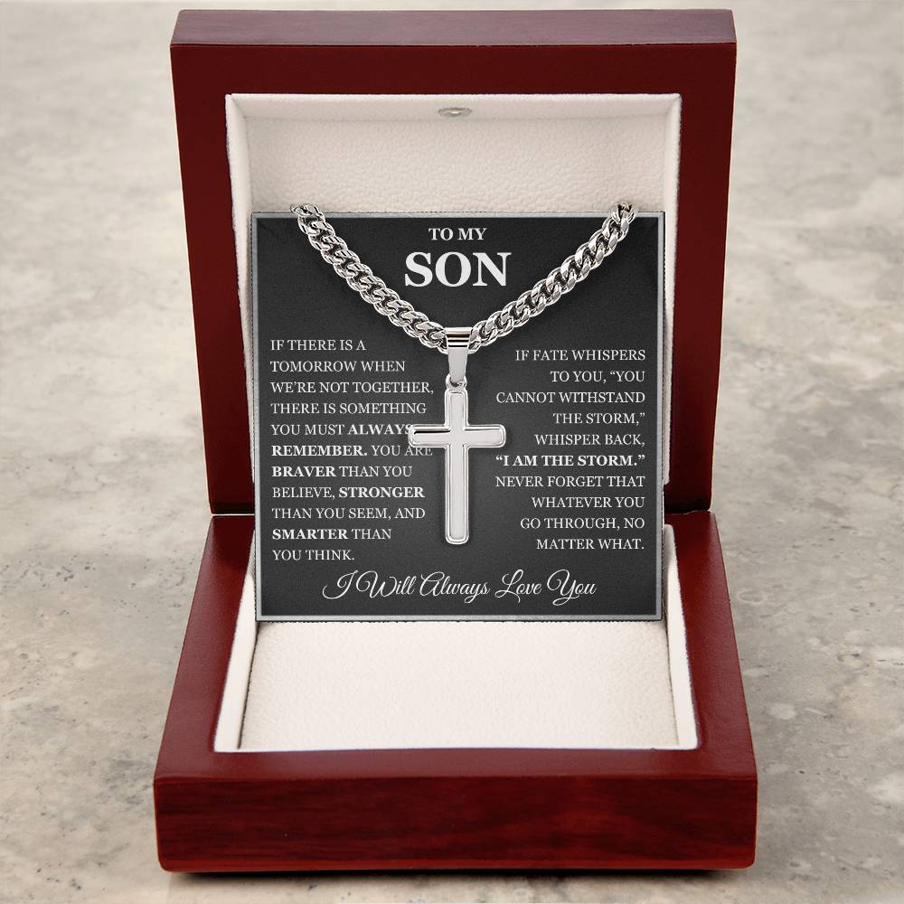 To My Son - Artisan Cross with Cuban Link Chain