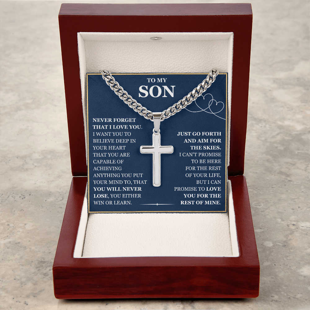 To My Son - Artisan Cross with Cuban Link Chain
