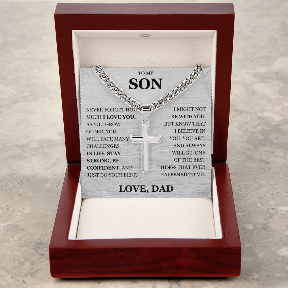 To My Son - Artisan Cross with Cuban Link Chain