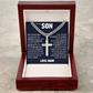 Cross Cuban Link Chain - To My Son "Reach For The Skies"