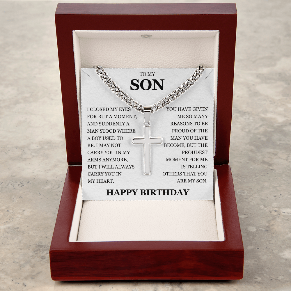To My Son - Artisan Cross with Cuban Link Chain