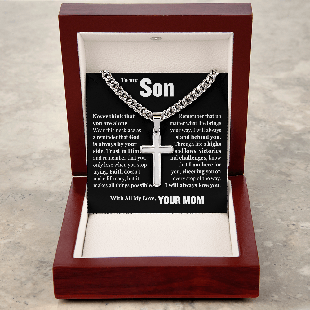 Cross Cuban Link Chain - To My Son "Trust in Him"