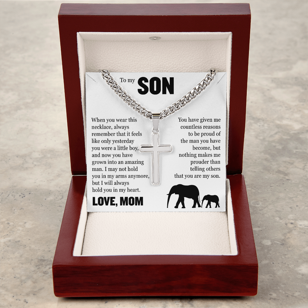 Cross Cuban Link Chain - To My Son "You Have Grown Into and Amazing Man"
