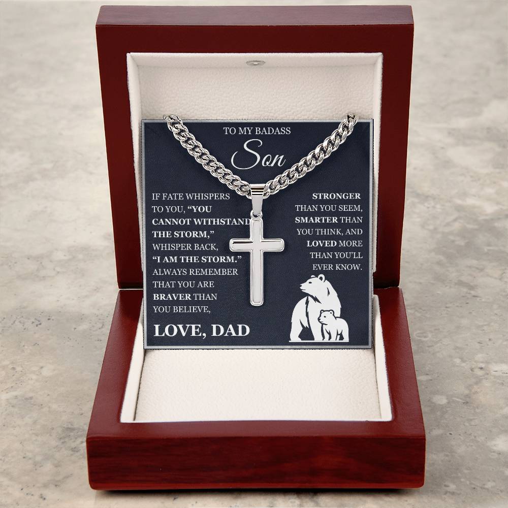 To My Son - Artisan Cross with Cuban Link Chain