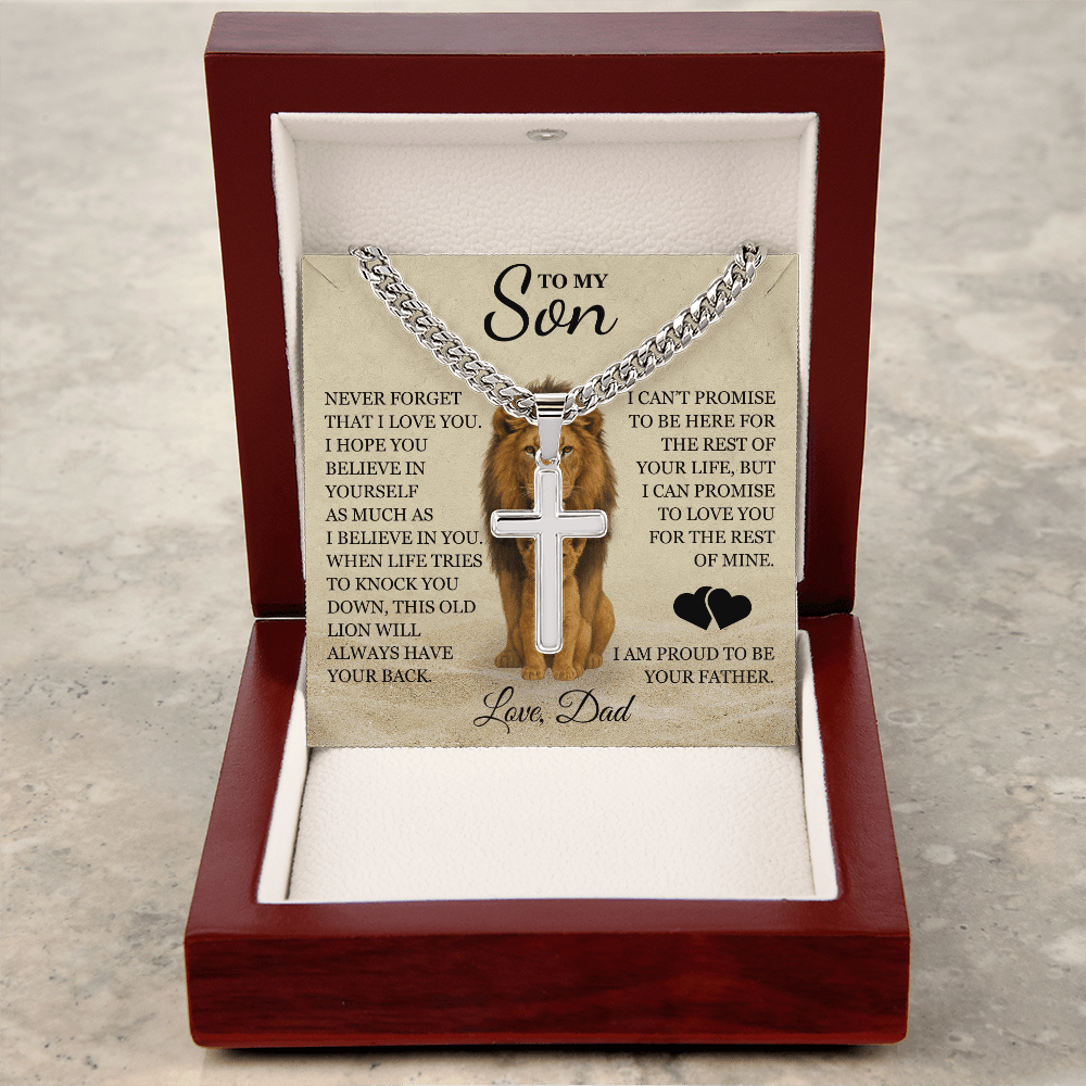 To My Son - Artisan Cross with Cuban Link Chain