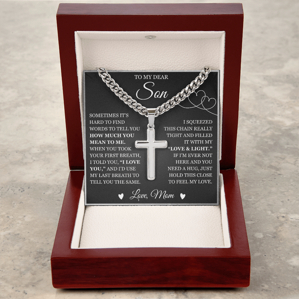 To My Son - Artisan Cross with Cuban Link Chain