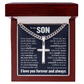 Cross Cuban Link Chain - To My Son "Never Forget How Much I Love You"