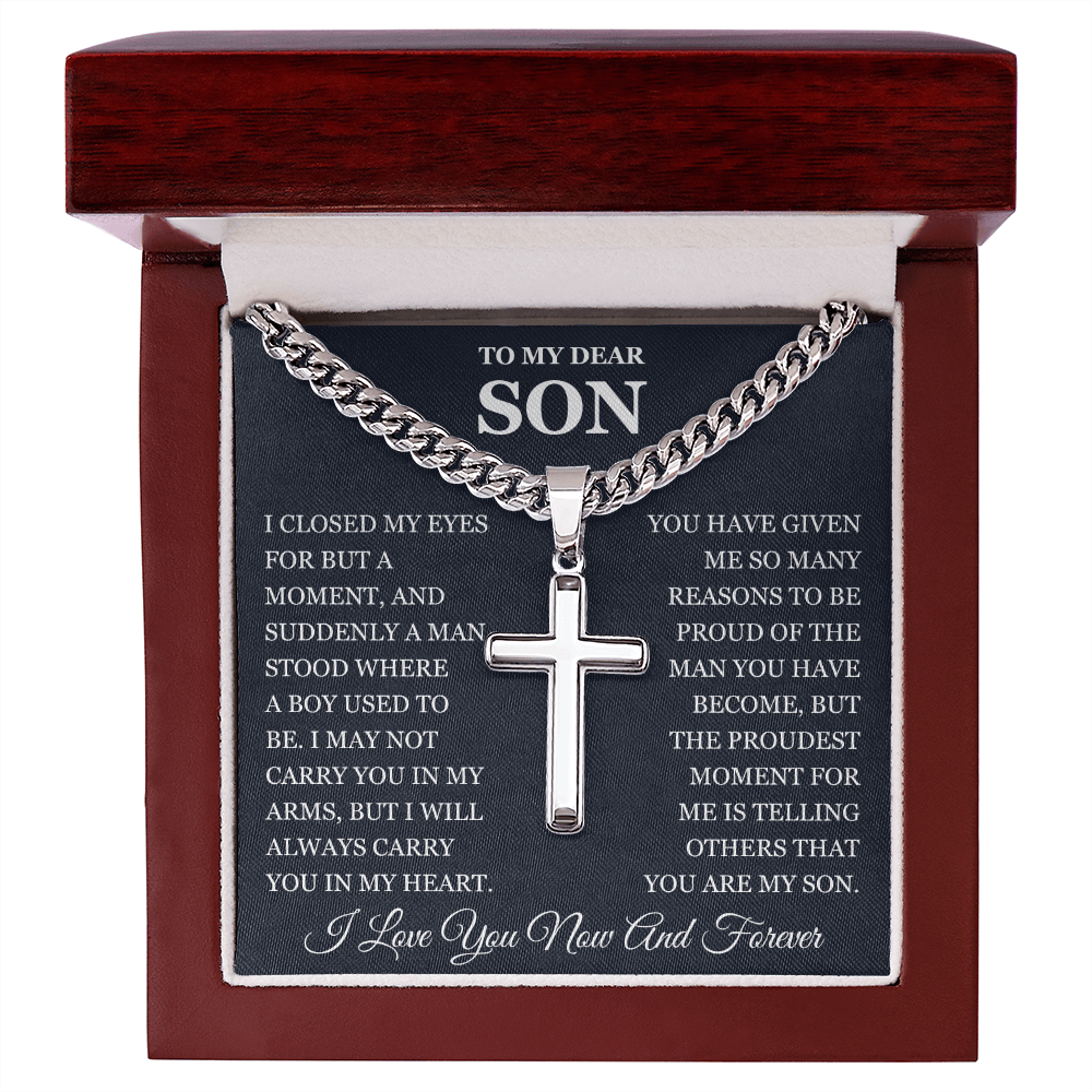 To My Son - Artisan Cross with Cuban Link Chain