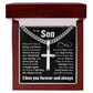 Cross Cuban Link Chain - To My Son "Never Give Up"
