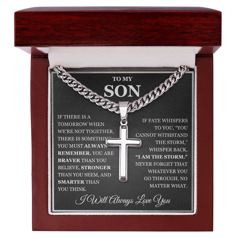 To My Son - Artisan Cross with Cuban Link Chain