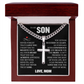 Cross Cuban Link Chain - To My Son "Never Forget That I Love You"