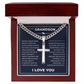 Cuban Chain with Cross Necklace - To My Grandson "I'll Always Be with You"