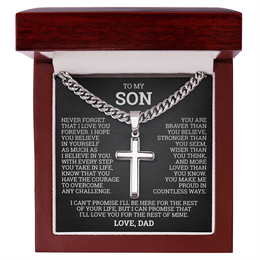 Cross Cuban Link Chain - To My Son "I Hope You Believe In Yourself"
