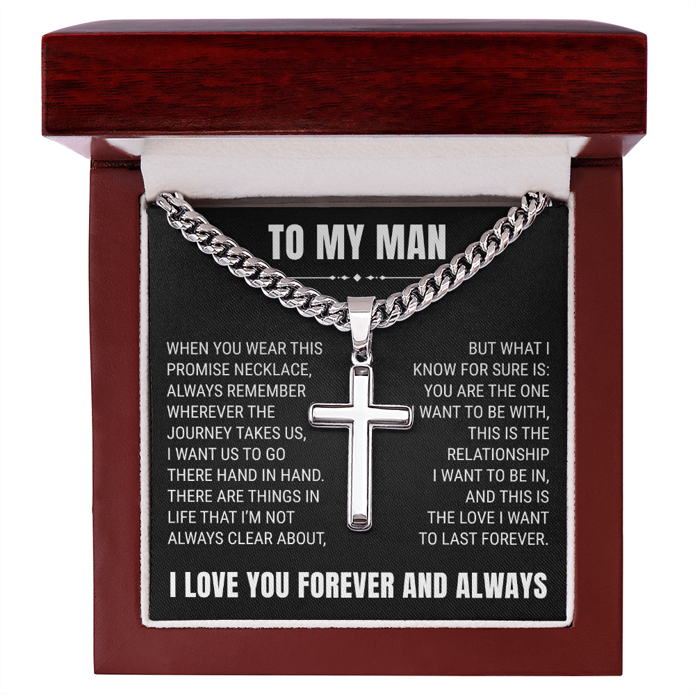 Cross Cuban Link Chain - To My Husband "You Are The One"