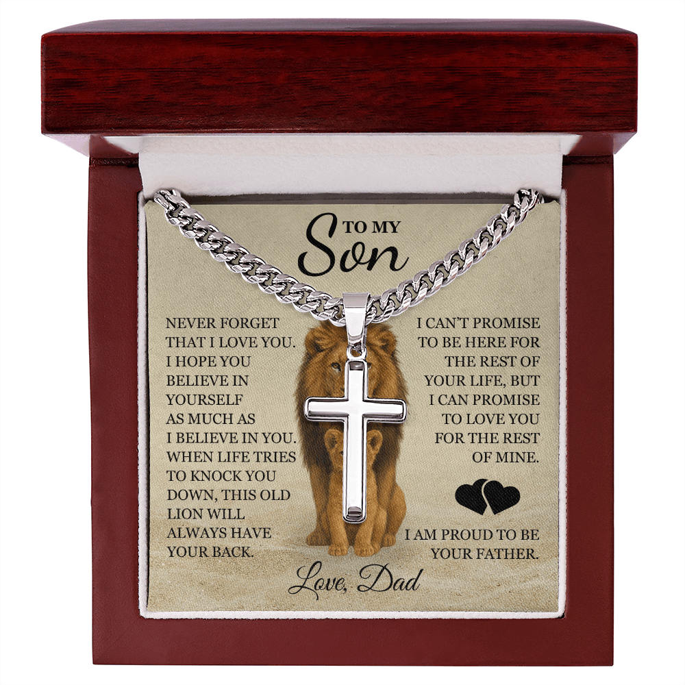 To My Son - Artisan Cross with Cuban Link Chain