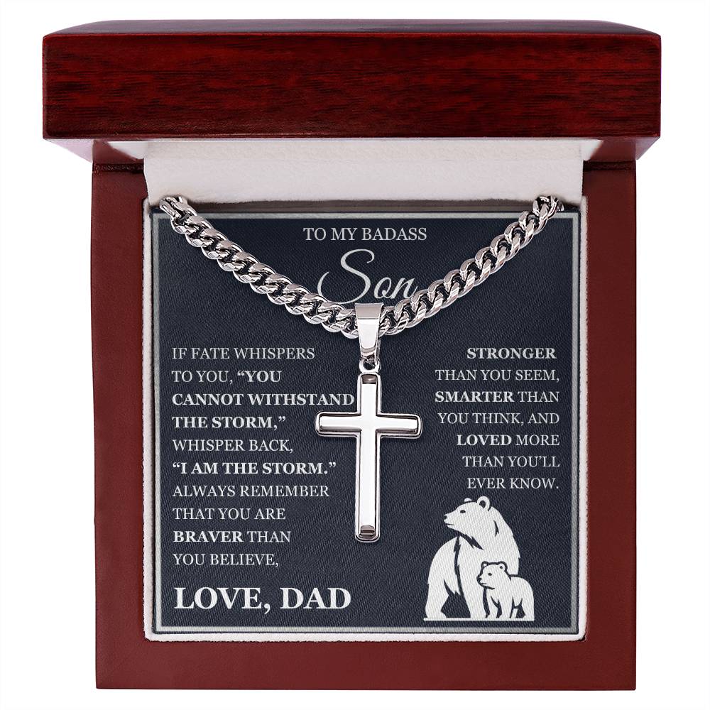 To My Son - Artisan Cross with Cuban Link Chain