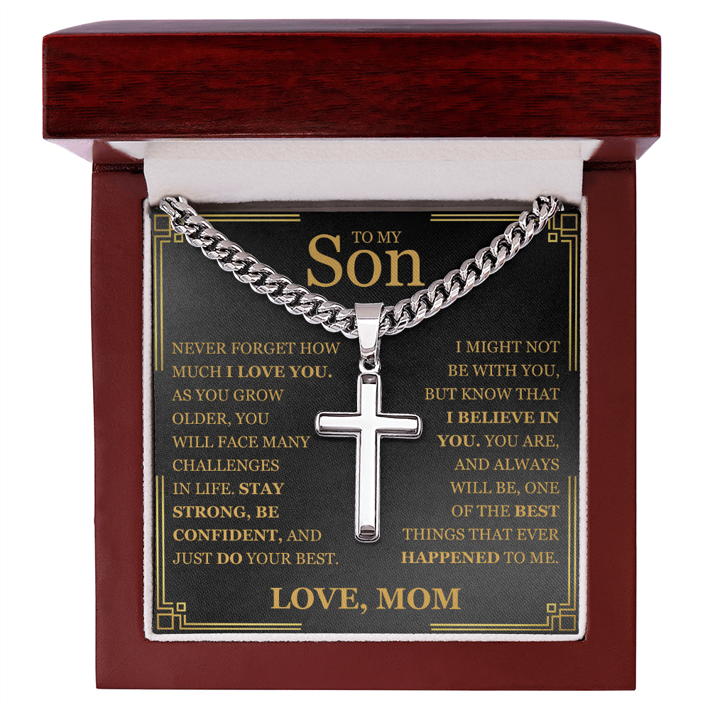 To My Son - Artisan Cross with Cuban Link Chain