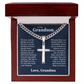 Cross Cuban Link Chain - To Our Grandson "We Love You"