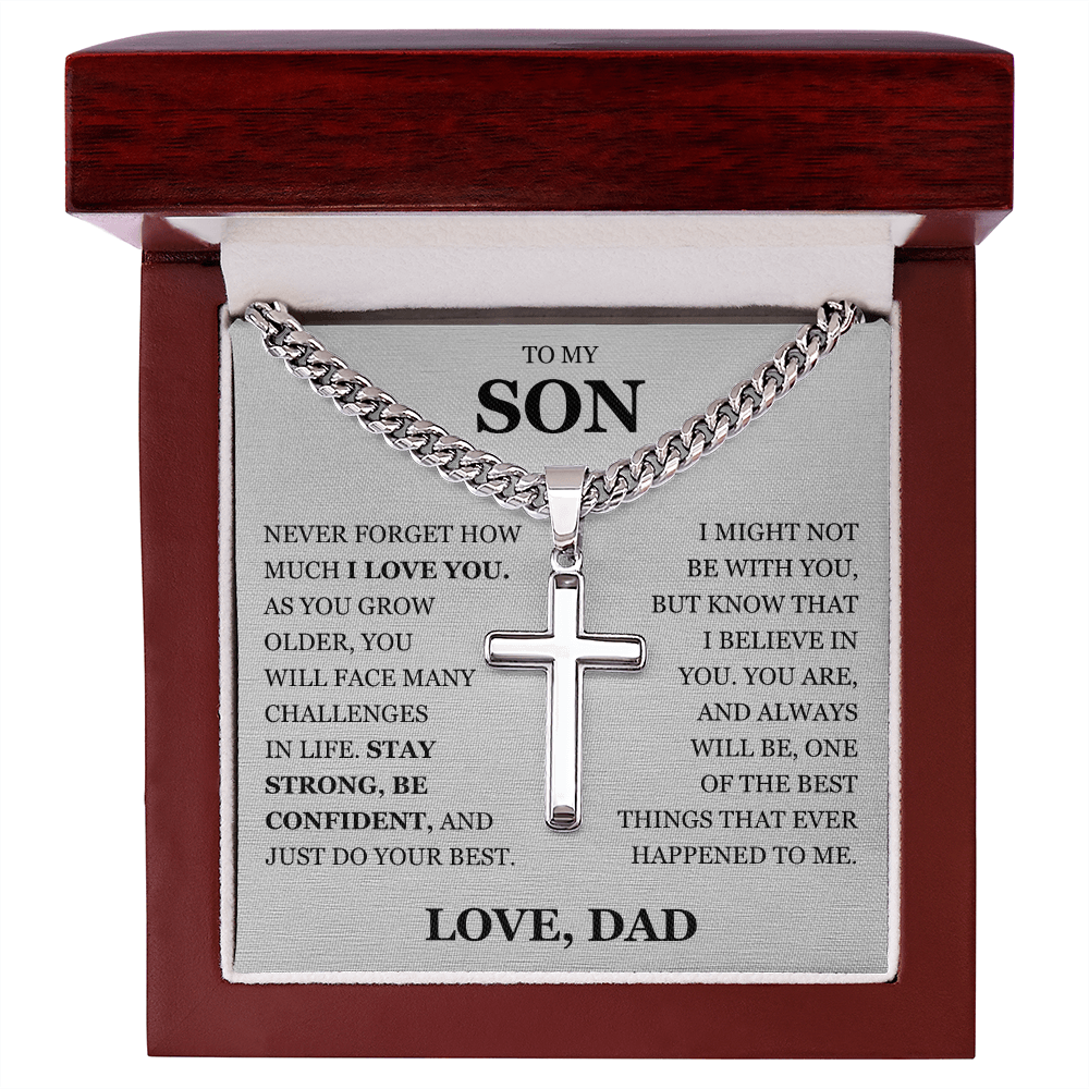 To My Son - Artisan Cross with Cuban Link Chain