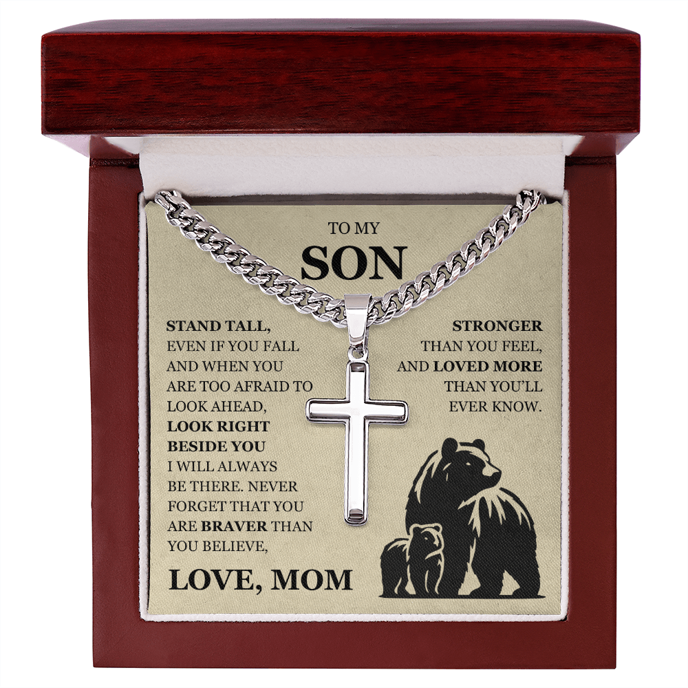 To My Son - Artisan Cross with Cuban Link Chain