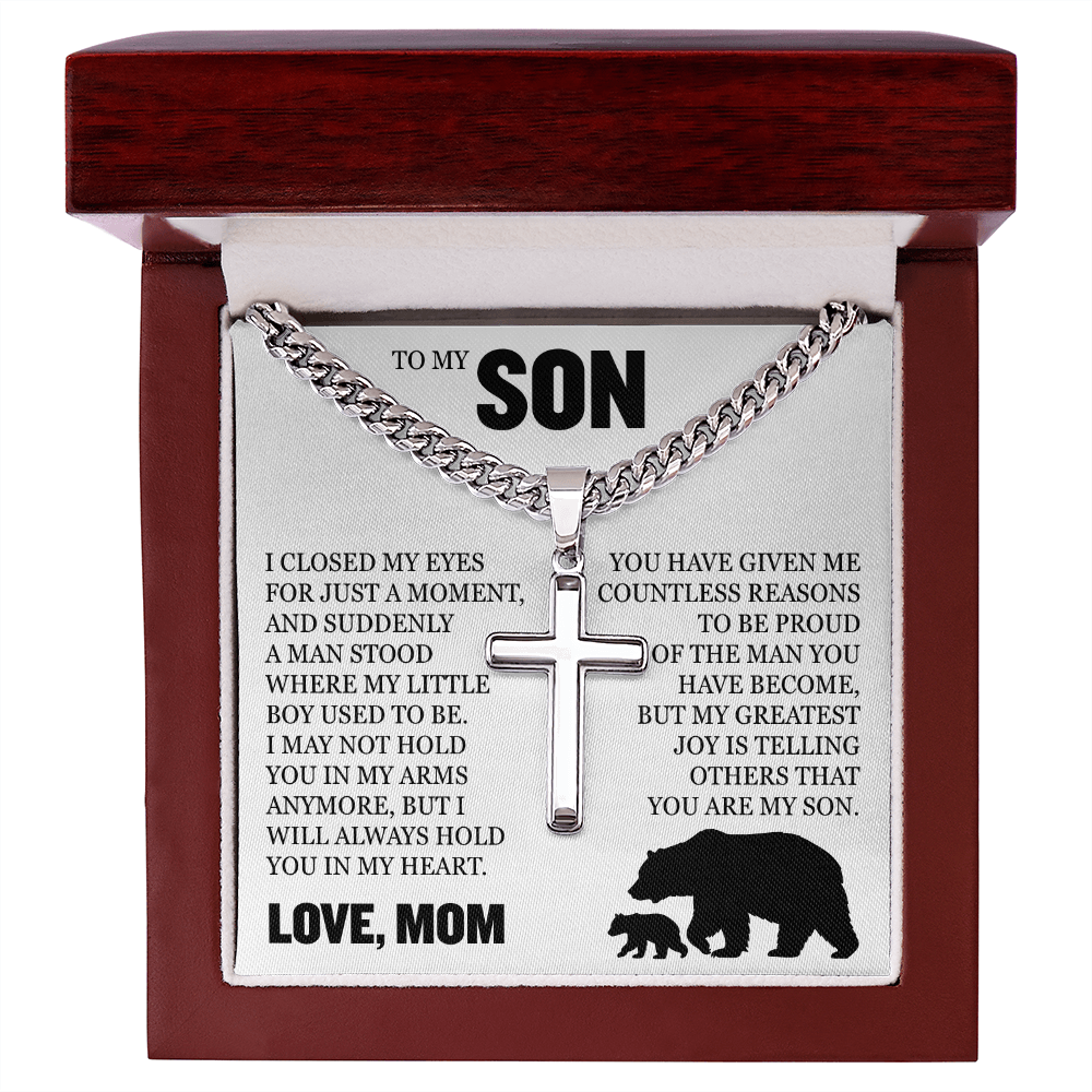 Cross Cuban Link Chain - To My Son "Proud of The Man You have Become"