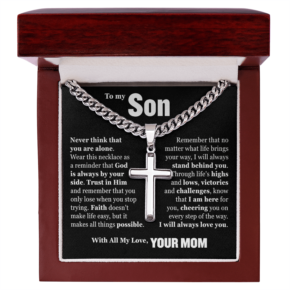 Cross Cuban Link Chain - To My Son "Trust in Him"