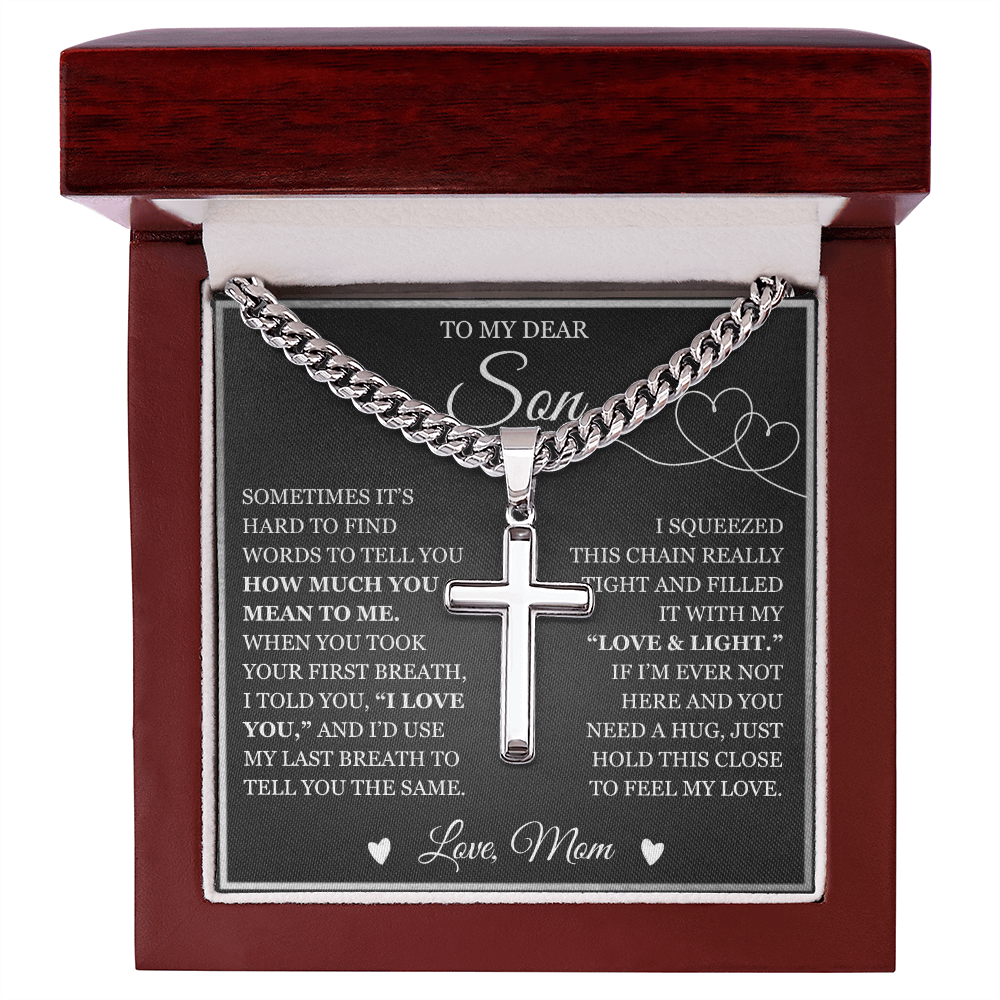 To My Son - Artisan Cross with Cuban Link Chain