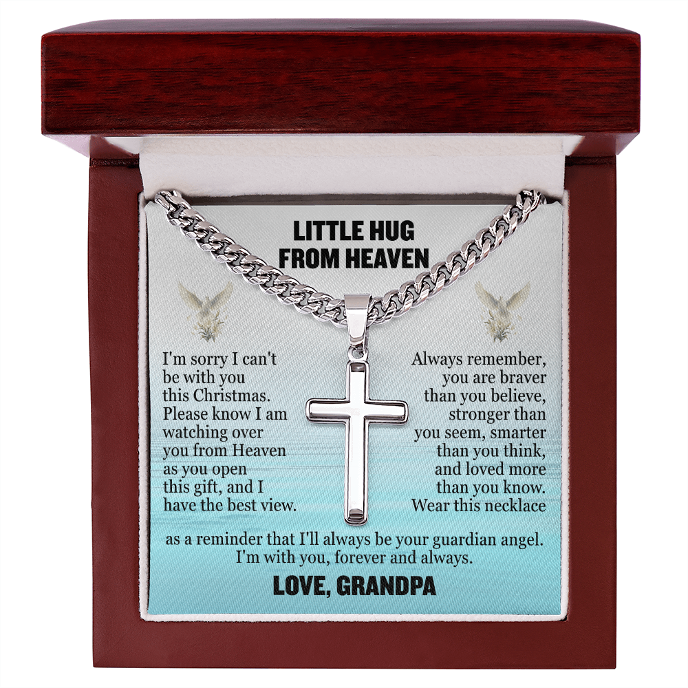 Cross Cuban Link Chain - Little Hug From Heaven From Grandpa