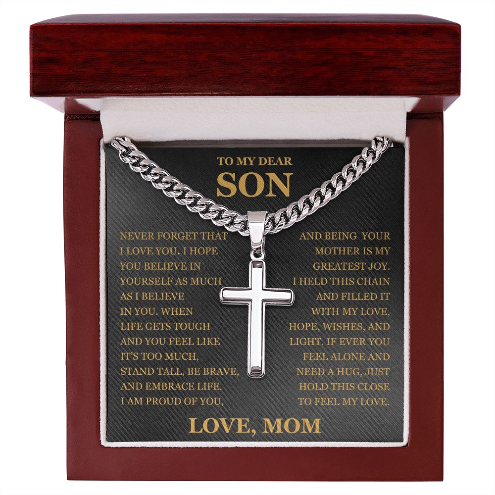 To My Son - Artisan Cross with Cuban Link Chain