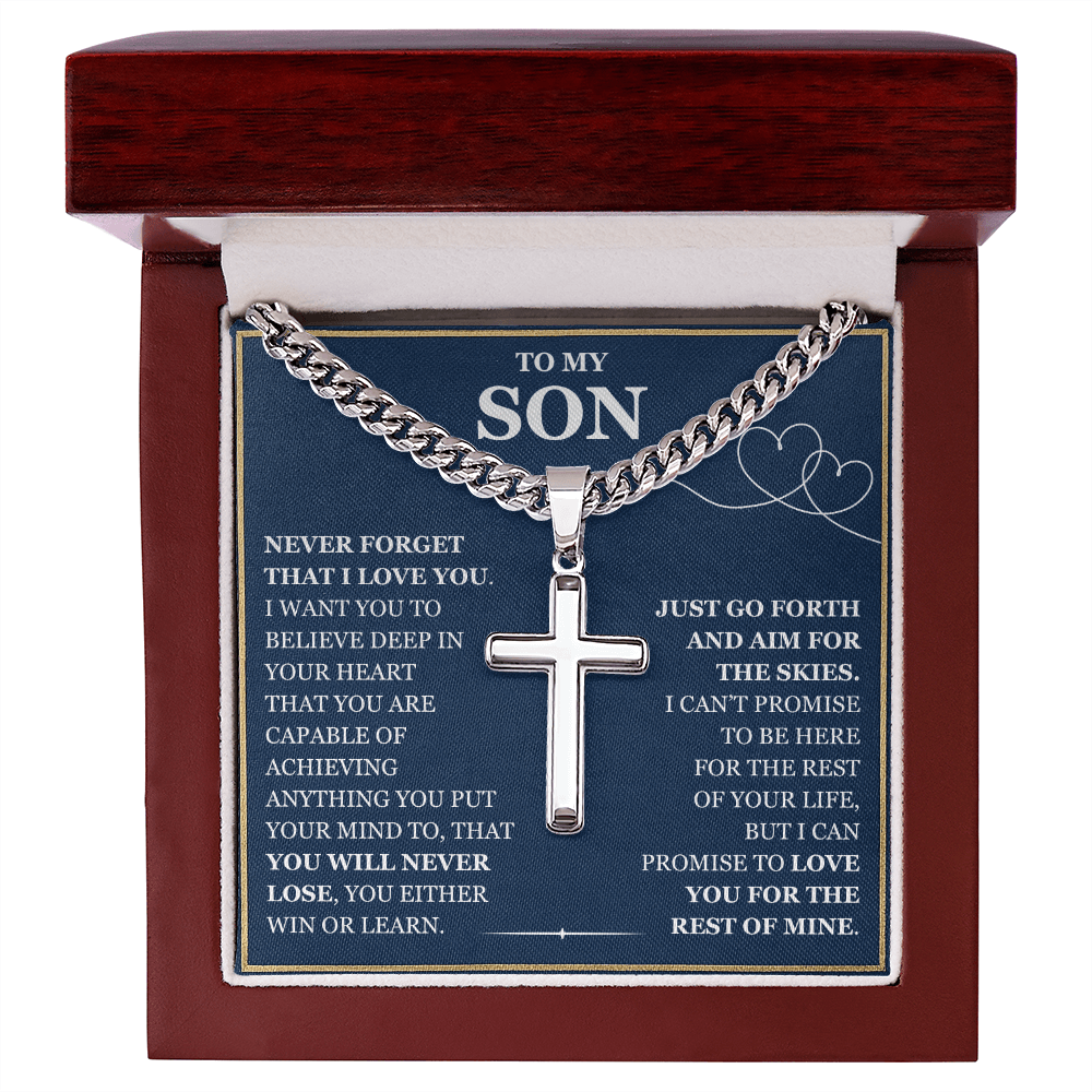 To My Son - Artisan Cross with Cuban Link Chain