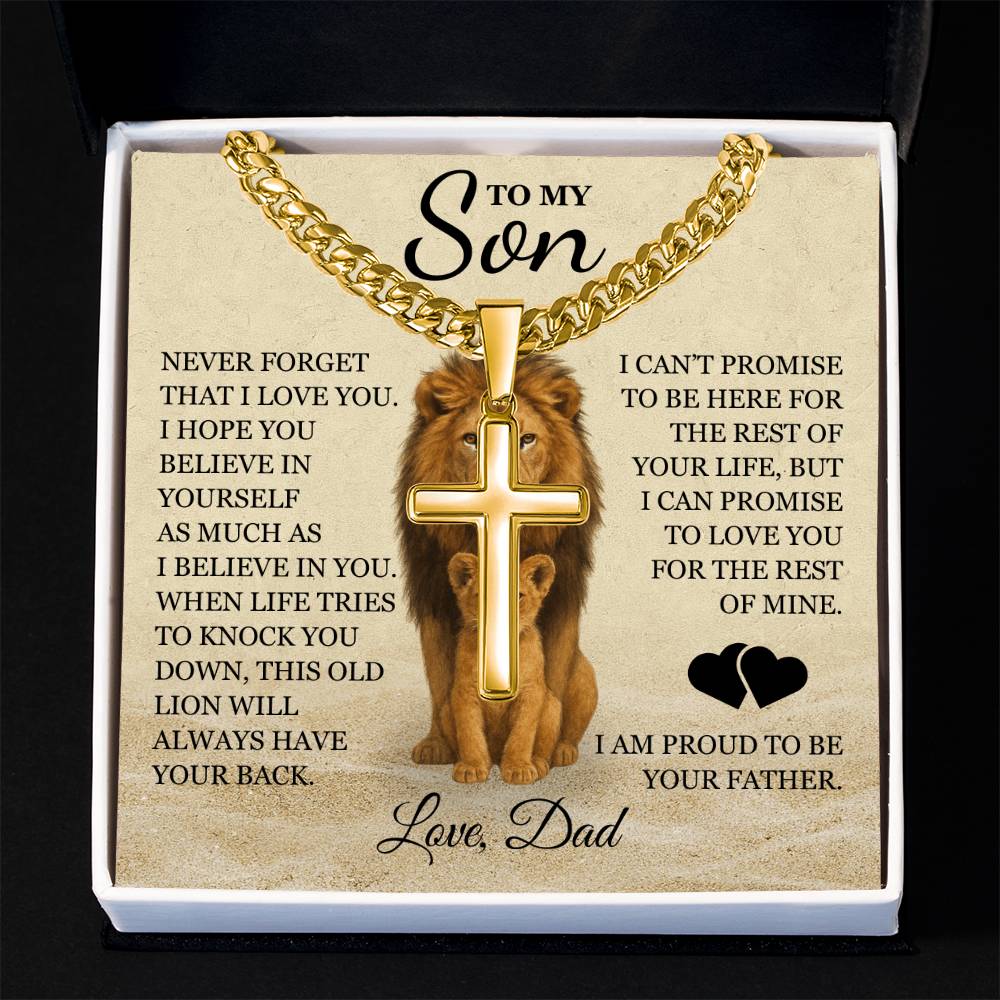 To My Son - Artisan Cross with Cuban Link Chain