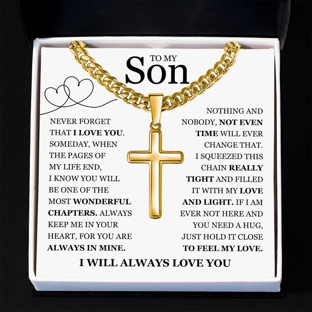 To My Son - Artisan Cross with Cuban Link Chain