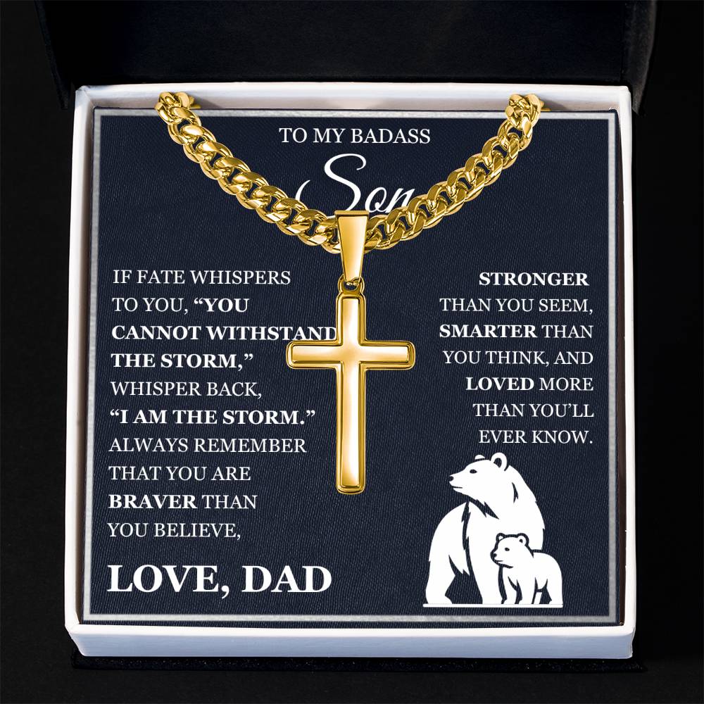 To My Son - Artisan Cross with Cuban Link Chain