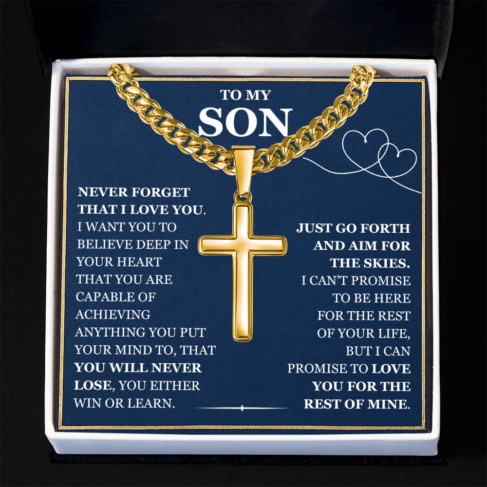 To My Son - Artisan Cross with Cuban Link Chain