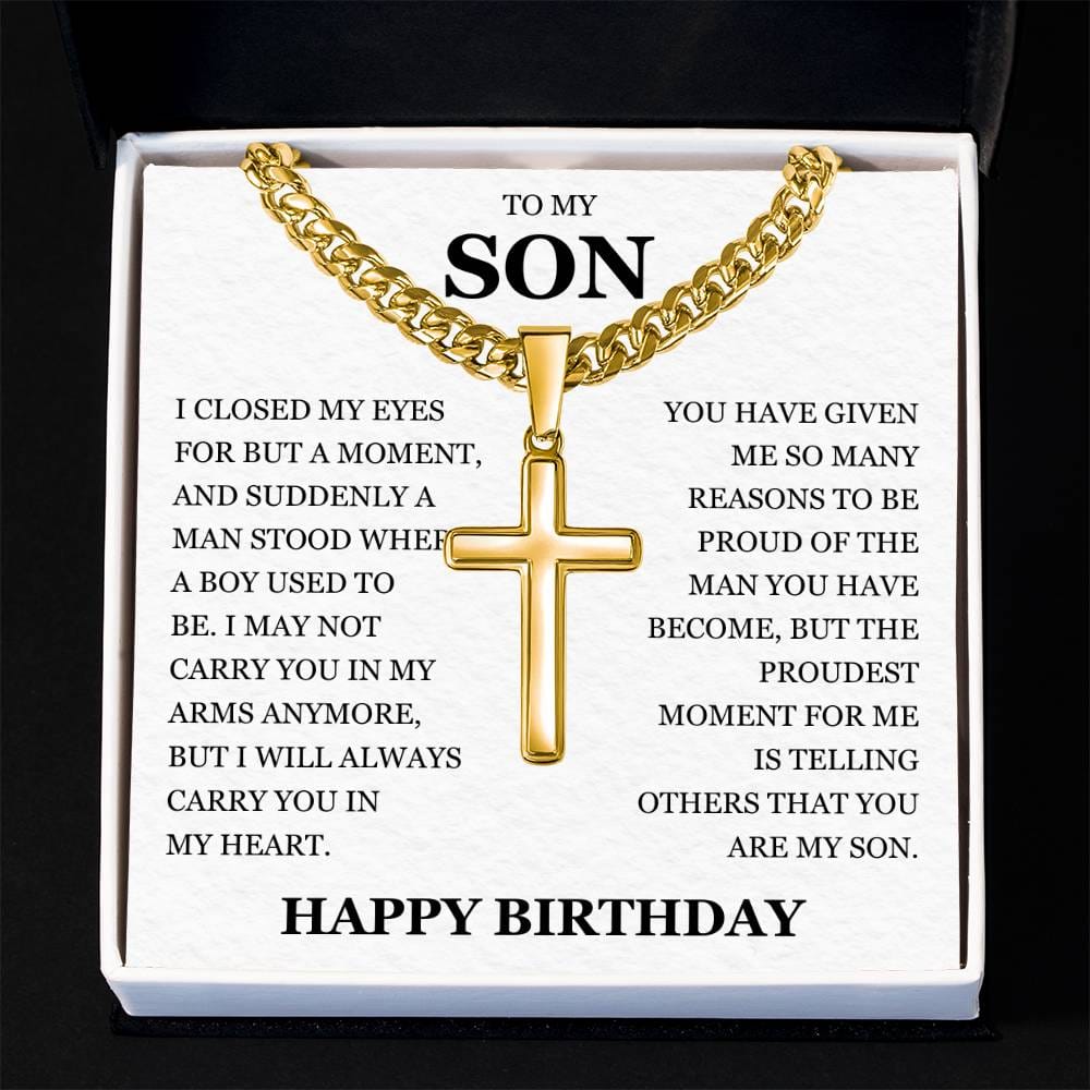 To My Son - Artisan Cross with Cuban Link Chain