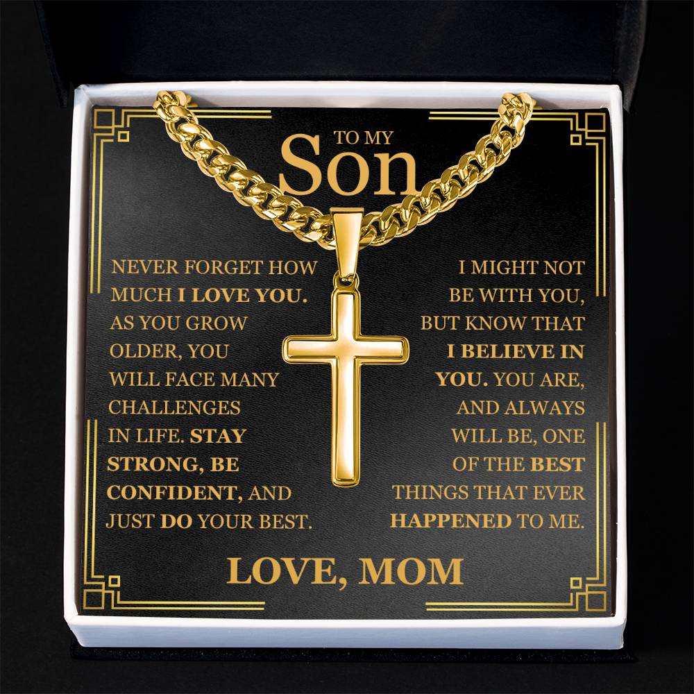 To My Son - Artisan Cross with Cuban Link Chain