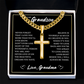 Cuban Chain with Cross Necklace - To My Grandson "Believe in Yourself"