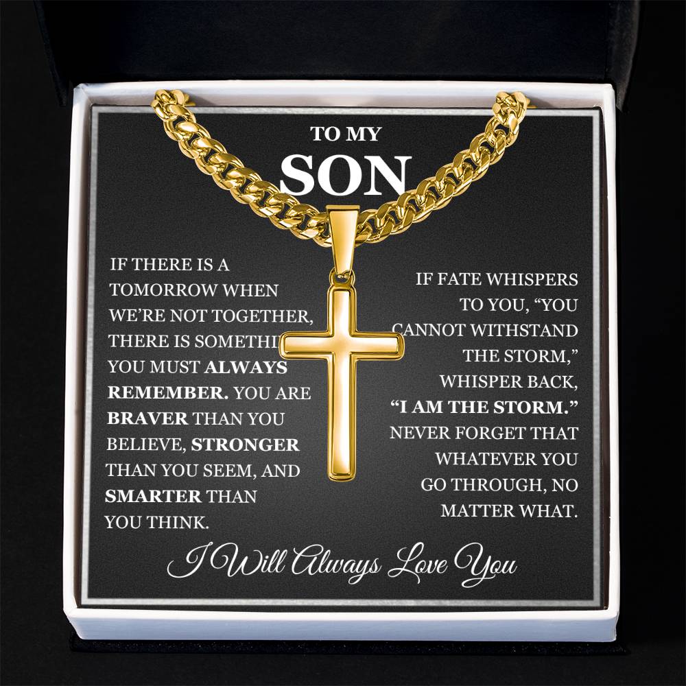 To My Son - Artisan Cross with Cuban Link Chain
