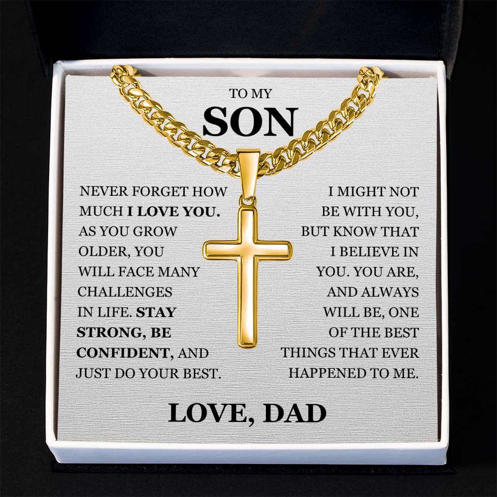 To My Son - Artisan Cross with Cuban Link Chain