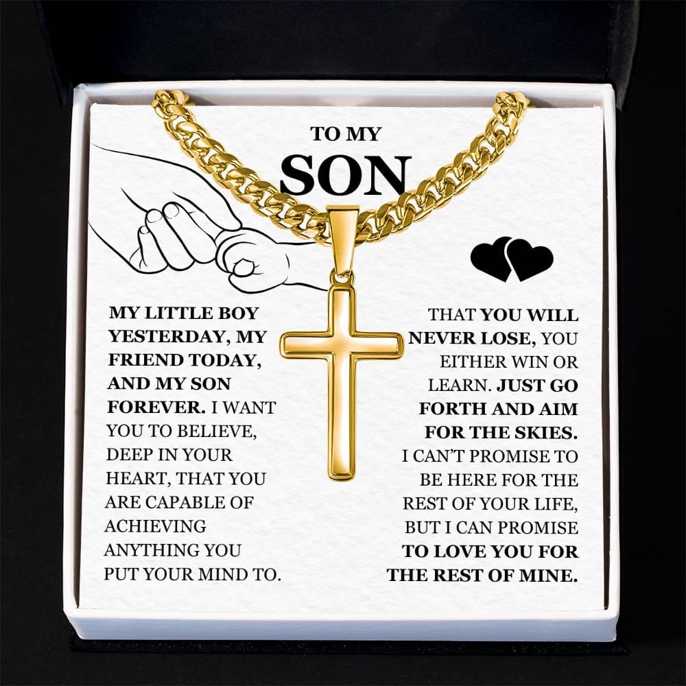 To My Son - Artisan Cross with Cuban Link Chain