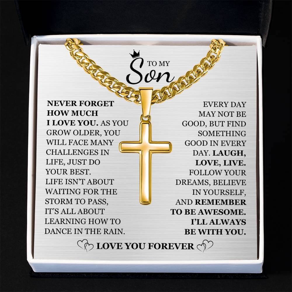 To My Son - Artisan Cross with Cuban Link Chain