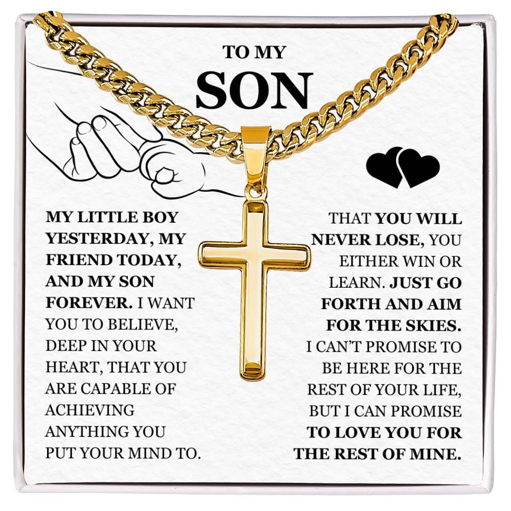 To My Son - Artisan Cross with Cuban Link Chain