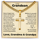 Cross Cuban Link Chain - To My Grandson "You Are Always in Our Hearts"