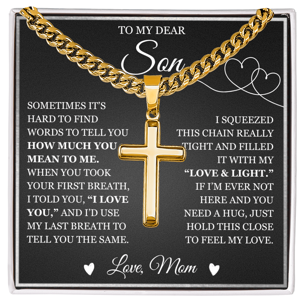 To My Son - Artisan Cross with Cuban Link Chain